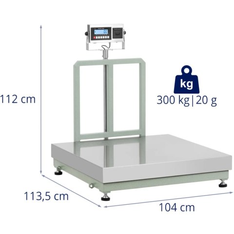 Waga platformowa z drukarką etykiet LCD 100 x 100 cm 300 kg / 20 g Waga platformowa z drukarką etykiet LCD 100 x 100 cm 300 kg / 20 g