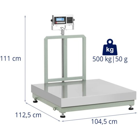 Waga platformowa z drukarką etykiet LCD 100 x 100 cm 500 kg / 50 g Waga platformowa z drukarką etykiet LCD 100 x 100 cm 500 kg / 50 g