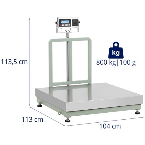 Waga platformowa z drukarką etykiet LCD 100 x 100 cm 800 kg / 100 g Waga platformowa z drukarką etykiet LCD 100 x 100 cm 800 kg / 100 g