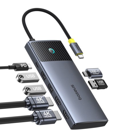 7w1 HUB Adapter Metal Gleam Series II USB-C PD100W / 2x USB-A / 2x HDMI 4K / USB-C 3.0 7w1 HUB Adapter Metal Gleam Series II USB-C PD100W / 2x USB-A / 2x HDMI 4K / USB-C 3.0