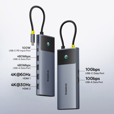 7w1 HUB Adapter Metal Gleam Series II USB-C PD100W / 2x USB-A / 2x HDMI 4K / USB-C 3.0 7w1 HUB Adapter Metal Gleam Series II USB-C PD100W / 2x USB-A / 2x HDMI 4K / USB-C 3.0