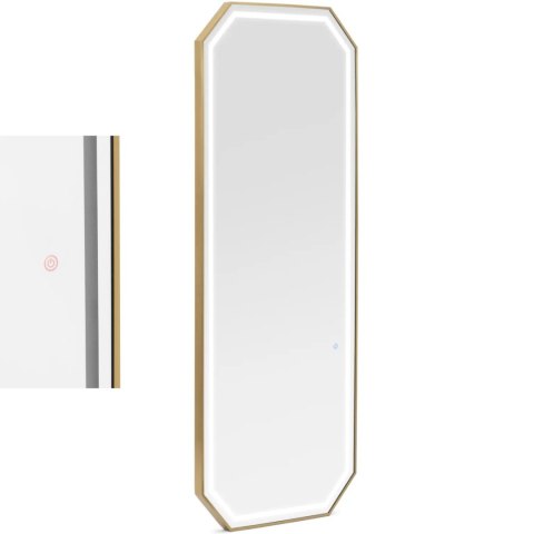 Konsola konsoleta fryzjerska lustro z oświetleniem LED ośmiokątne 180 x 70 cm - złote