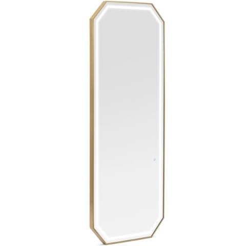 Konsola konsoleta fryzjerska lustro z oświetleniem LED ośmiokątne 180 x 70 cm - złote Konsola konsoleta fryzjerska lustro z oświetleniem LED ośmiokątne 180 x 70 cm - złote
