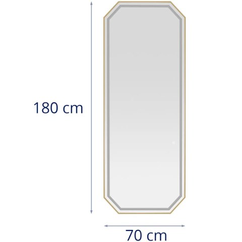 Konsola konsoleta fryzjerska lustro z oświetleniem LED ośmiokątne 180 x 70 cm - złote Konsola konsoleta fryzjerska lustro z oświetleniem LED ośmiokątne 180 x 70 cm - złote