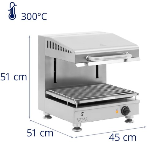 Opiekacz salamanader do zapiekanek pity z regulacją wysokości 45 cm 230 V 2800 W Opiekacz salamanader do zapiekanek pity z regulacją wysokości 45 cm 230 V 2800 W