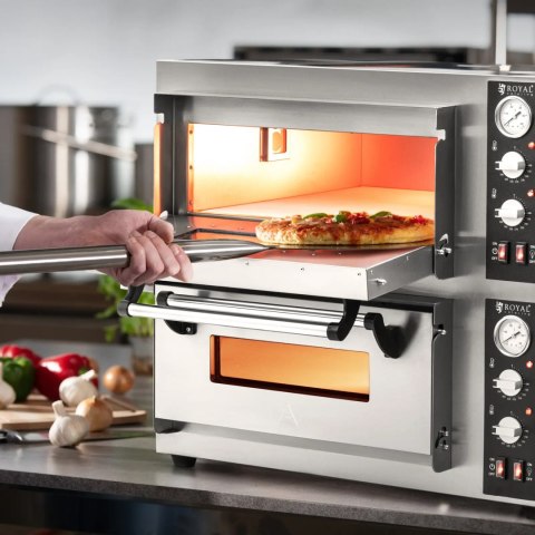 Piec do pizzy dwukomorowy z kamieniem szamotowym na 8 pizz śr. 25 cm 8400 W Piec do pizzy dwukomorowy z kamieniem szamotowym na 8 pizz śr. 25 cm 8400 W