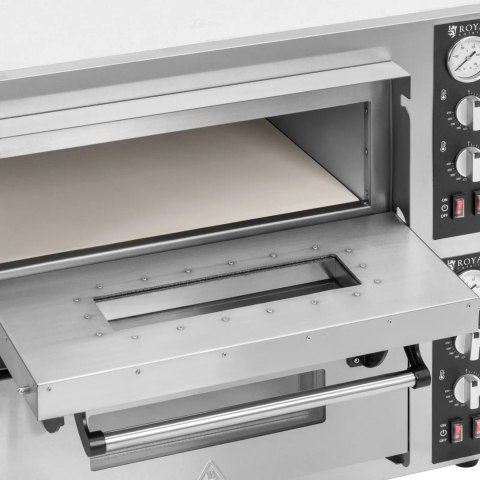 Piec do pizzy dwukomorowy z kamieniem szamotowym na 8 pizz śr. 25 cm 8400 W Piec do pizzy dwukomorowy z kamieniem szamotowym na 8 pizz śr. 25 cm 8400 W