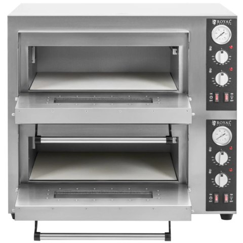 Piec do pizzy dwukomorowy z kamieniem szamotowym na 8 pizz śr. 25 cm 8400 W Piec do pizzy dwukomorowy z kamieniem szamotowym na 8 pizz śr. 25 cm 8400 W