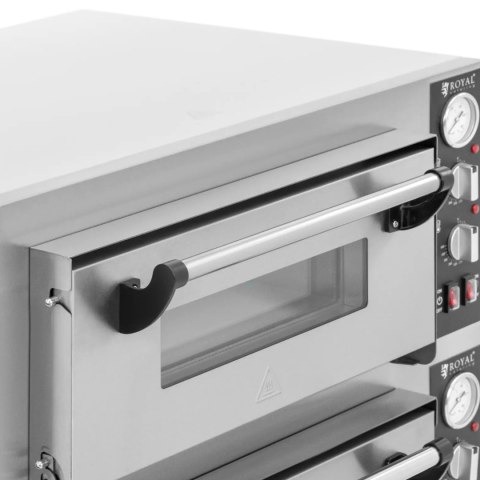Piec do pizzy dwukomorowy z kamieniem szamotowym na 8 pizz śr. 25 cm 8400 W Piec do pizzy dwukomorowy z kamieniem szamotowym na 8 pizz śr. 25 cm 8400 W