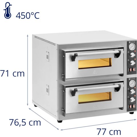Piec do pizzy dwukomorowy z kamieniem szamotowym na 8 pizz śr. 25 cm 8400 W Piec do pizzy dwukomorowy z kamieniem szamotowym na 8 pizz śr. 25 cm 8400 W