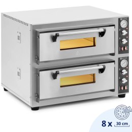Piec do pizzy dwukomorowy z kamieniem szamotowym na 8 pizz śr. 30 cm 8400 W