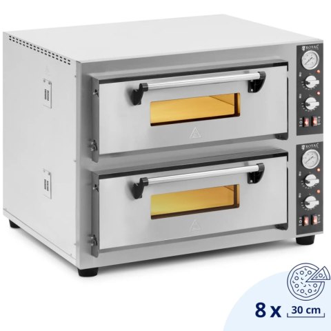 Piec do pizzy dwukomorowy z kamieniem szamotowym na 8 pizz śr. 30 cm 8400 W Piec do pizzy dwukomorowy z kamieniem szamotowym na 8 pizz śr. 30 cm 8400 W