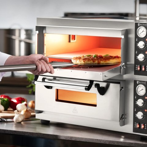 Piec do pizzy dwukomorowy z kamieniem szamotowym na 8 pizz śr. 30 cm 8400 W Piec do pizzy dwukomorowy z kamieniem szamotowym na 8 pizz śr. 30 cm 8400 W
