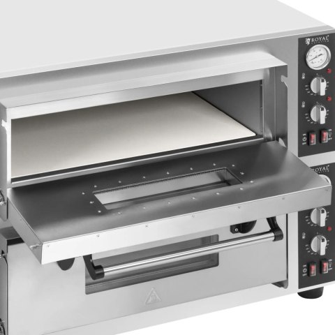 Piec do pizzy dwukomorowy z kamieniem szamotowym na 8 pizz śr. 30 cm 8400 W Piec do pizzy dwukomorowy z kamieniem szamotowym na 8 pizz śr. 30 cm 8400 W