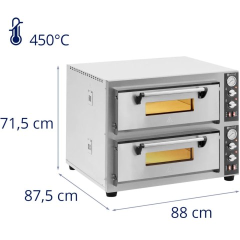 Piec do pizzy dwukomorowy z kamieniem szamotowym na 8 pizz śr. 30 cm 8400 W Piec do pizzy dwukomorowy z kamieniem szamotowym na 8 pizz śr. 30 cm 8400 W