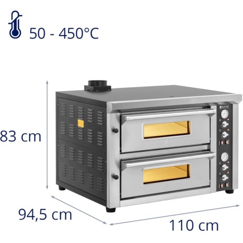 Piec do pizzy podwójny z szamotem na 8 pizz śr. 33 cm 400 V 8400 W Piec do pizzy podwójny z szamotem na 8 pizz śr. 33 cm 400 V 8400 W