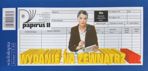 WZ - Wydanie Na Zewnątrz 1/3 A4 - PAPIRUS - 10 szt. WZ - Wydanie Na Zewnątrz 1/3 A4 - PAPIRUS - 10 szt.