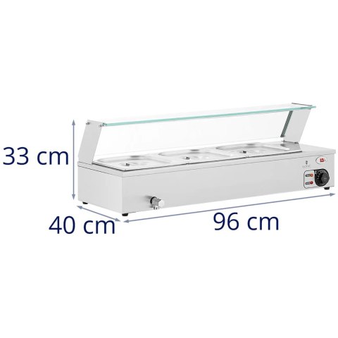 Bemar podgrzewacz do potraw bufet grzewczy z osłoną 3 x GN 1/2 2000 W Bemar podgrzewacz do potraw bufet grzewczy z osłoną 3 x GN 1/2 2000 W