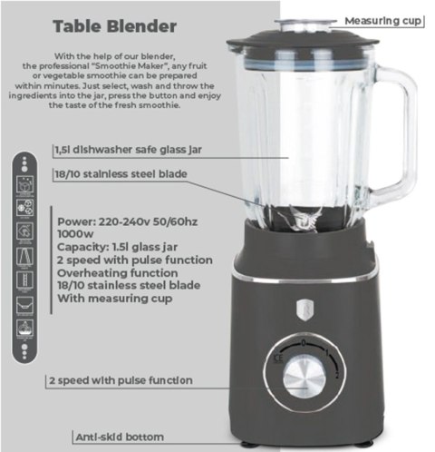 BLENDER KIELICHOWY MIKSER BERLINGER HAUS BH-9539 ANTRACIT BLENDER KIELICHOWY MIKSER BERLINGER HAUS BH-9539 ANTRACIT