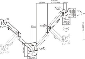Uchwyt - Gembird 17 "- 27" (7 kg) na 2 monitory Uchwyt - Gembird 17 "- 27" (7 kg) na 2 monitory