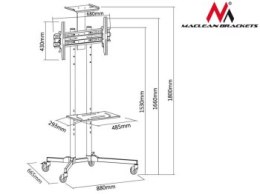Uchwyt - MACLEAN STAND WÓZEK DO TV NA KÓŁKACH MC-661