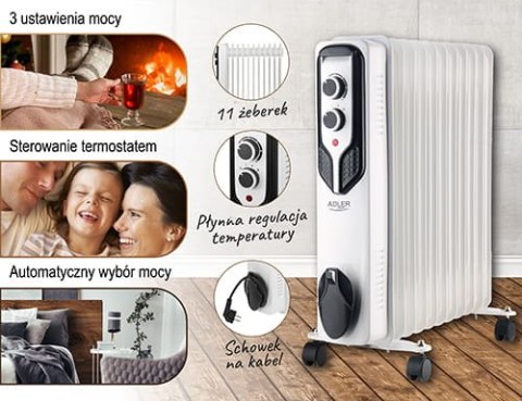 Grzejnik Olejowy (11 żeberek) 2500W ADLER AD 7817 Grzejnik Olejowy (11 żeberek) 2500W ADLER AD 7817