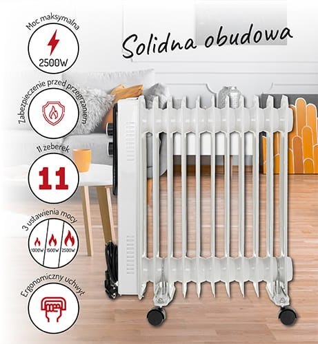 Grzejnik Olejowy (11 żeberek) 2500W ADLER AD 7817 Grzejnik Olejowy (11 żeberek) 2500W ADLER AD 7817