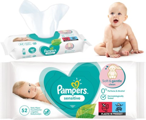 PAMPERS Chusteczki Nawilżane Sensitive 52 szt. - 12 op. PAMPERS Chusteczki Nawilżane Sensitive 52 szt. - 12 op.