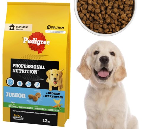PEDIGREE Junior Professional Nutrition 12 kg z drobiem i warzywami - sucha karma dla szczeniąt psów dużych i średnich ras PEDIGREE Junior Professional Nutrition 12 kg z drobiem i warzywami - sucha karma dla szczeniąt psów dużych i średnich ras