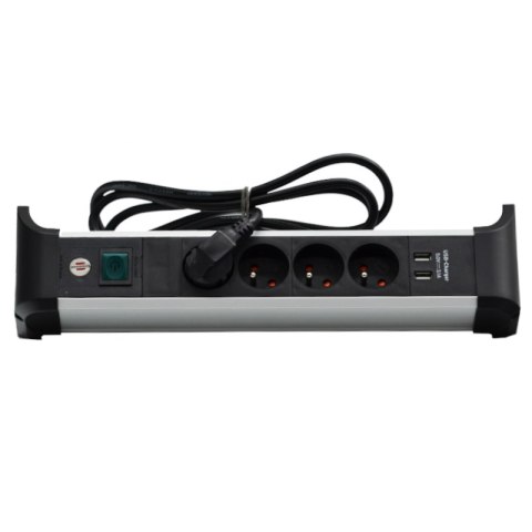 Listwa zasilająca Alu Office Line 4 gniazda 2 USB 1,8m srebrno/czarna Brennenstuhl 1391044410 Listwa zasilająca Alu Office Line 4 gniazda 2 USB 1,8m srebrno/czarna Brennenstuhl 1391044410