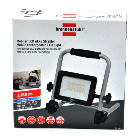 Reflektor akumulatorowy budowlany LED EL 2000 MA, 2150lm, IP54 Brennenstuhl 1171960205 Reflektor akumulatorowy budowlany LED EL 2000 MA, 2150lm, IP54 Brennenstuhl 1171960205