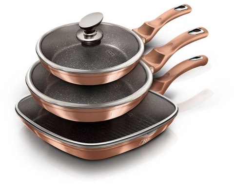 ZESTAW 3 PATELNI GRANITOWYCH BERLINGER HAUS ROSE GOLD LINE BH-6195 ZESTAW 3 PATELNI GRANITOWYCH BERLINGER HAUS ROSE GOLD LINE BH-6195