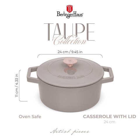 GARNEK ŻELIWNY 24cm 4,35L BERLINGER HAUS BH-6525 TAUPE GARNEK ŻELIWNY 24cm 4,35L BERLINGER HAUS BH-6525 TAUPE