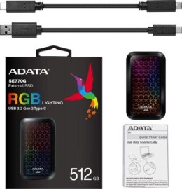 Dysk zewnętrzny SSD ADATA SE770G (512GB; 2.5 ; USB 3.2 Gen 2; czarny)