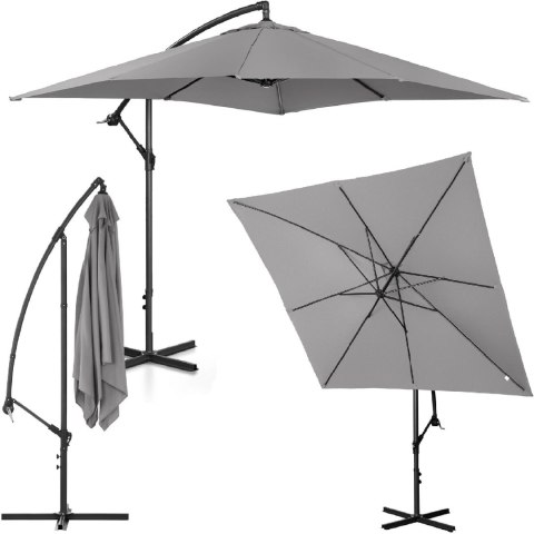 Parasol ogrodowy na wysięgniku kwadratowy 250 x 250 cm ciemnoszary Parasol ogrodowy na wysięgniku kwadratowy 250 x 250 cm ciemnoszary