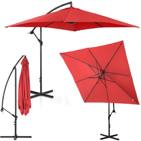 Parasol ogrodowy na wysięgniku kwadratowy 250 x 250 cm czerwony Parasol ogrodowy na wysięgniku kwadratowy 250 x 250 cm czerwony