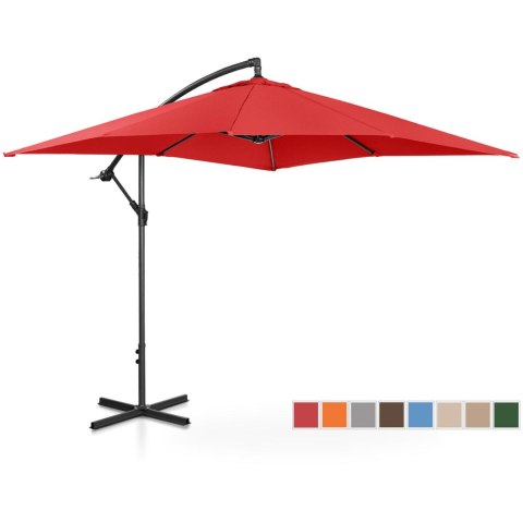Parasol ogrodowy na wysięgniku kwadratowy 250 x 250 cm czerwony Parasol ogrodowy na wysięgniku kwadratowy 250 x 250 cm czerwony