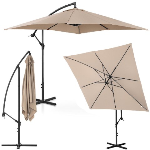 Parasol ogrodowy na wysięgniku kwadratowy 250 x 250 cm kremowy Parasol ogrodowy na wysięgniku kwadratowy 250 x 250 cm kremowy