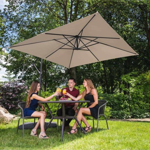 Parasol ogrodowy na wysięgniku kwadratowy 250 x 250 cm kremowy Parasol ogrodowy na wysięgniku kwadratowy 250 x 250 cm kremowy