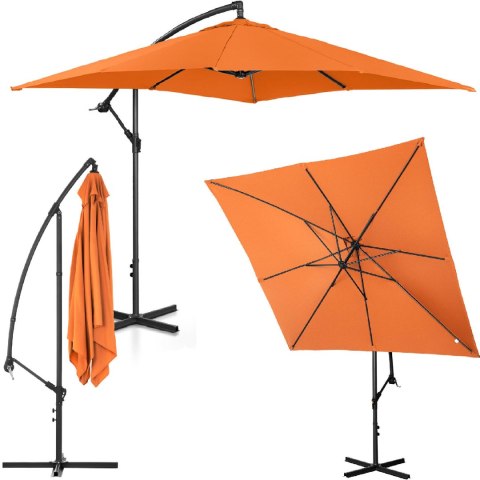 Parasol ogrodowy na wysięgniku kwadratowy 250 x 250 cm pomarańczowy Parasol ogrodowy na wysięgniku kwadratowy 250 x 250 cm pomarańczowy
