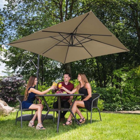 Parasol ogrodowy na wysięgniku kwadratowy 250 x 250 cm szarobrązowy Parasol ogrodowy na wysięgniku kwadratowy 250 x 250 cm szarobrązowy