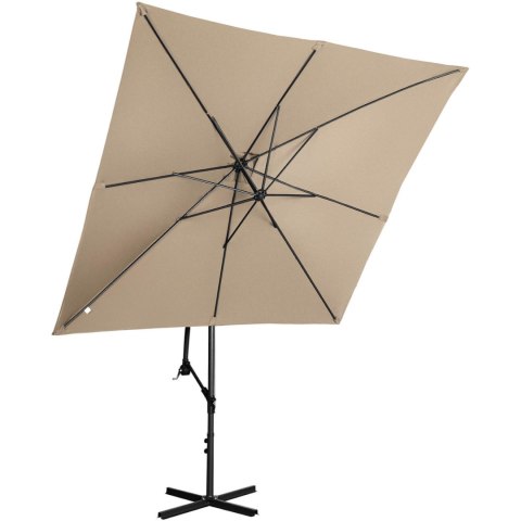 Parasol ogrodowy na wysięgniku kwadratowy 250 x 250 cm szarobrązowy Parasol ogrodowy na wysięgniku kwadratowy 250 x 250 cm szarobrązowy