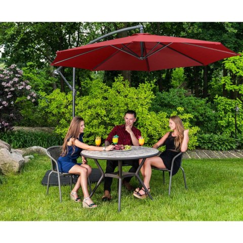 Parasol ogrodowy na wysięgniku okrągły uchylny śr. 300 cm bordowy Parasol ogrodowy na wysięgniku okrągły uchylny śr. 300 cm bordowy