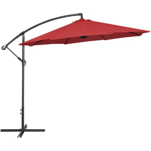 Parasol ogrodowy na wysięgniku okrągły uchylny śr. 300 cm bordowy Parasol ogrodowy na wysięgniku okrągły uchylny śr. 300 cm bordowy
