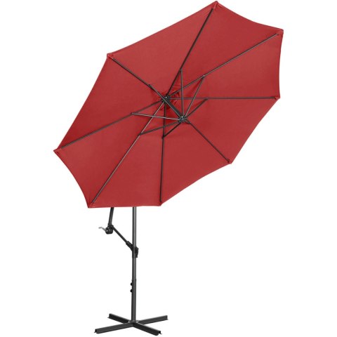 Parasol ogrodowy na wysięgniku okrągły uchylny śr. 300 cm bordowy Parasol ogrodowy na wysięgniku okrągły uchylny śr. 300 cm bordowy
