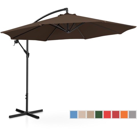 Parasol ogrodowy na wysięgniku okrągły uchylny śr. 300 cm brązowy Parasol ogrodowy na wysięgniku okrągły uchylny śr. 300 cm brązowy