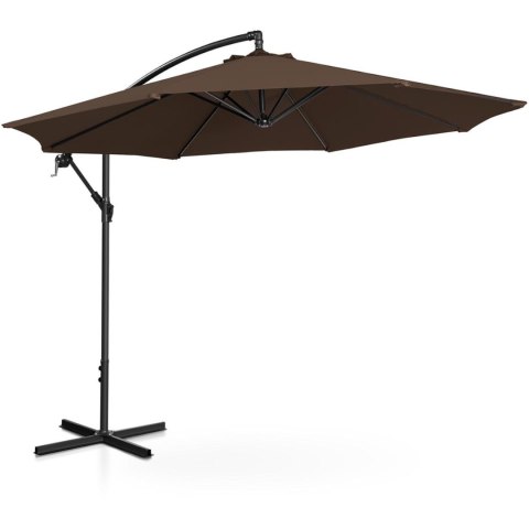 Parasol ogrodowy na wysięgniku okrągły uchylny śr. 300 cm brązowy Parasol ogrodowy na wysięgniku okrągły uchylny śr. 300 cm brązowy
