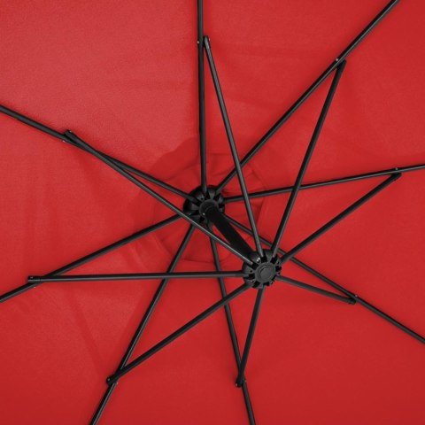 Parasol ogrodowy na wysięgniku okrągły uchylny śr. 300 cm czerwony Parasol ogrodowy na wysięgniku okrągły uchylny śr. 300 cm czerwony