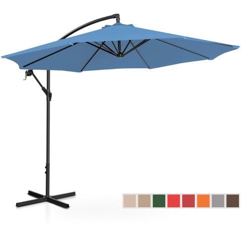 Parasol ogrodowy na wysięgniku okrągły uchylny śr. 300 cm niebieski Parasol ogrodowy na wysięgniku okrągły uchylny śr. 300 cm niebieski