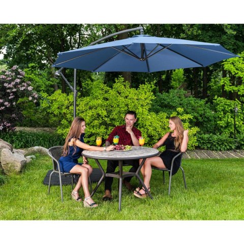 Parasol ogrodowy na wysięgniku okrągły uchylny śr. 300 cm niebieski Parasol ogrodowy na wysięgniku okrągły uchylny śr. 300 cm niebieski
